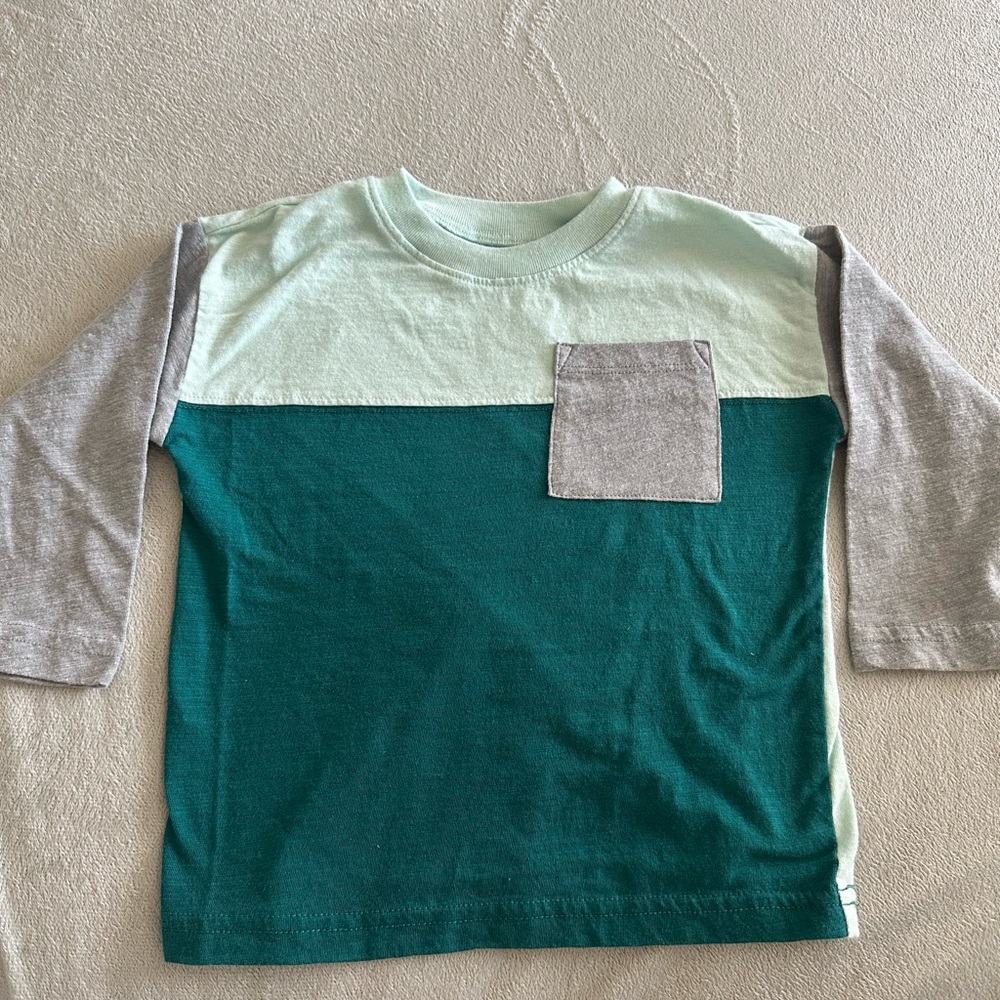Jumping Beans Teal and Gray Long Sleeve Tee